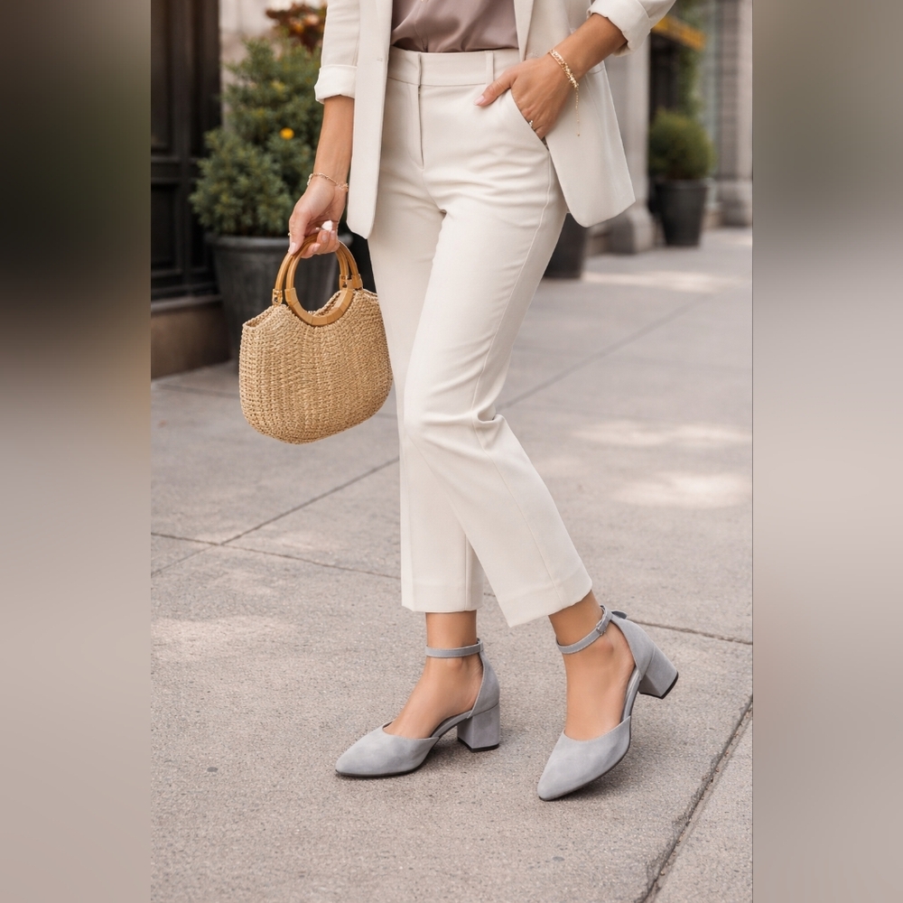 Eileen Fisher Vero Cuoio Suede Ankle Strap Sandals